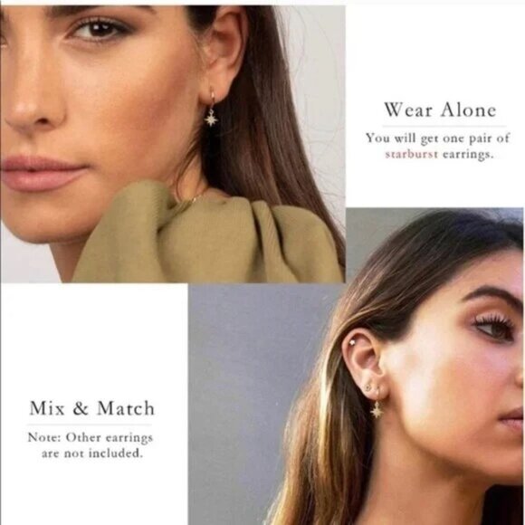 “Wish Upon A Star” Moon Space Hoop Diamond Earring - Picture 2 of 12